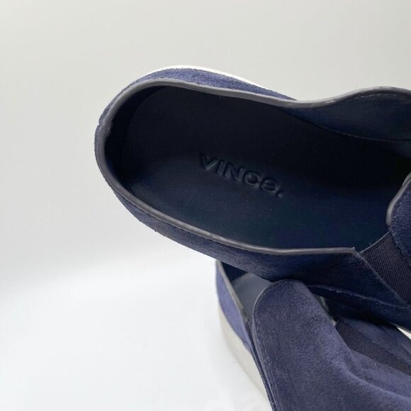 VINCE. WOMEN'S BLAIR NAVY SUEDE SLIP ON LOAFERS - 9M - Picture 9 of 10